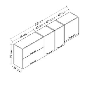 Minar 235 Cm Mutfak Dolabı Beyaz 235-b7-üst Modül