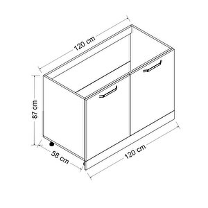 Minar 120 Cm Mutfak Dolabı Beyaz 120-b1-alt Modül