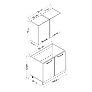 Minar 100 Cm Mutfak Dolabı Beyaz 100-b2
