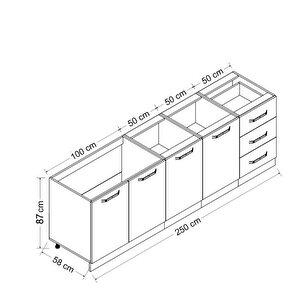 Minar 250 Cm Mutfak Dolabı Beyaz Dore 250-d2