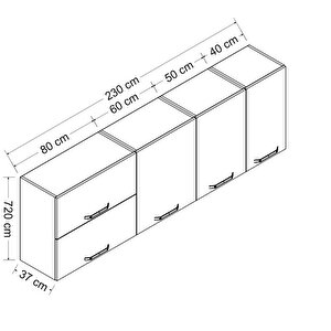 Minar 230 Cm Mutfak Dolabı Beyaz 230-b2-üst Modül