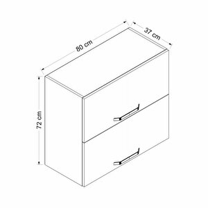 Minar Mutfak Üst Modül 2 Kapaklı 1 Raflı 80cm Dolap Beyaz  - B1