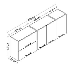 Minar 205 Cm Mutfak Dolabı Beyaz 205-b2-üst Modül