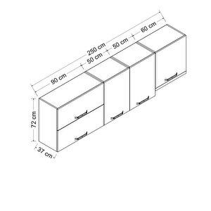 Minar 250 Cm Mutfak Dolabı Beyaz 250-b7-üst Modül