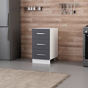 Minar Mutfak Alt Modül 3 Çekmeceli Nray 45cm Dolap Beyaz /antrasit - A1