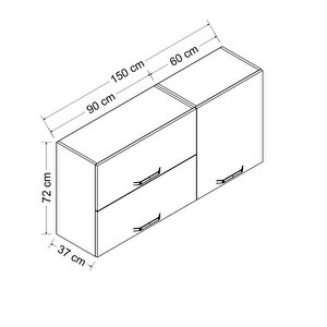 Minar 150 Cm Mutfak Dolabı Beyaz 150-b1-üst Modül