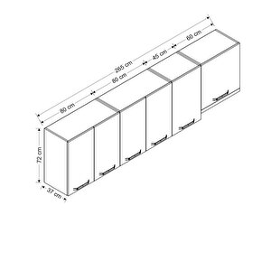 Minar 265 Cm Mutfak Dolabı Beyaz 265-b4-üst Modül