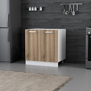 Minar Mutfak Alt Modül 2 Kapaklı 80cm Eviye Dolap Beyaz /dore - D1