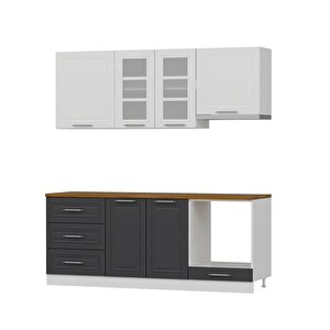Mi̇nar 200 Cm Mebran C Mutfak Dolabi Beyaz Antrasi̇t 200-mcba1