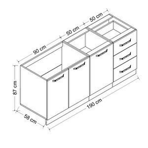 Minar 190 Cm Mutfak Dolabı Beyaz Dore 190-d1