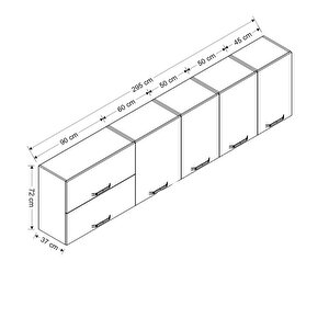 Minar 295 Cm Mutfak Dolabı Beyaz 295-b1-üst Modül