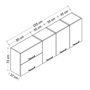 Minar 225 Cm Mutfak Dolabı Beyaz 225-b1-üst Modül