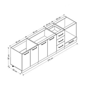 Minar 270 Cm Mutfak Dolabı Beyaz Dore 270-d6