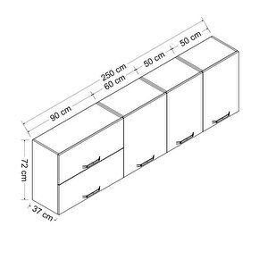 Minar 250 Cm Mutfak Dolabı Beyaz 250-b1-üst Modül