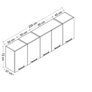 Minar 235 Cm Mutfak Dolabı Beyaz 235-b1-üst Modül