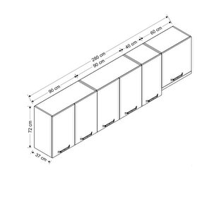 Minar 280 Cm Mutfak Dolabı Beyaz 280-b10-üst Modül