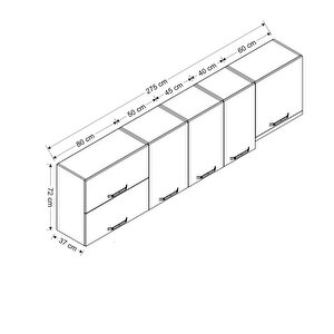 Minar 275 Cm Mutfak Dolabı Beyaz 275-b4-üst Modül