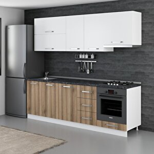 Minar 240 Cm Mutfak Dolabı Beyaz Dore 240-d6