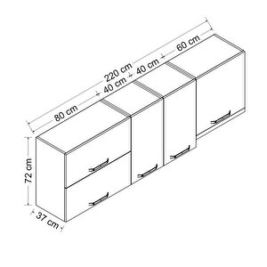 Minar 220 Cm Mutfak Dolabı Beyaz 220-b8-üst Modül