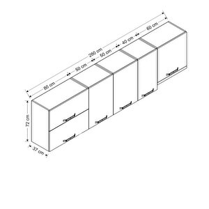 Minar 280 Cm Mutfak Dolabı Beyaz 280-b7-üst Modül