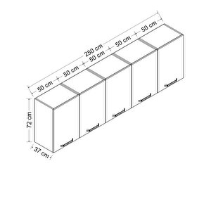 Minar 250 Cm Mutfak Dolabı Beyaz 250-b2-üst Modül