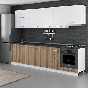 Minar 290 Cm Mutfak Dolabı Beyaz Dore 290-d8