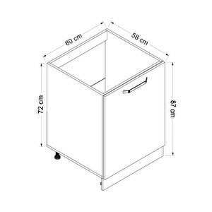 Minar Mutfak Alt Modül 1 Kapaklı 60cm Eviye Dolap Beyaz /antrasit - A1