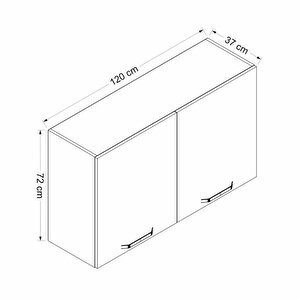 Minar Mutfak Üst Modül 2 Kapaklı 1 Raflı 120cm Dolap Beyaz  - B1