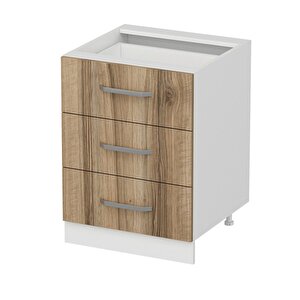 Minar Mutfak Alt Modül 3 Çekmeceli Nray 60cm Dolap Beyaz /dore - D1