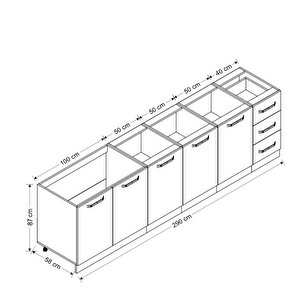 Minar 290 Cm Mutfak Dolabı Beyaz 290-b2