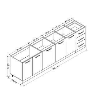 Minar 290 Cm Mutfak Dolabı Beyaz Dore 290-d1-alt Modül