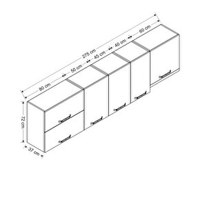 Minar 275 Cm Mutfak Dolabı Beyaz 275-b5-üst Modül