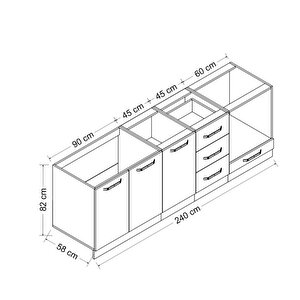 Minar 240 Cm Mutfak Dolabı Beyaz 240-b4-alt Modül