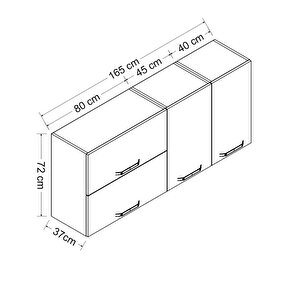 Minar 165 Cm Mutfak Dolabı Beyaz 165-b2-üst Modül