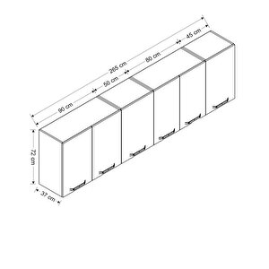 Minar 265 Cm Mutfak Dolabı Beyaz 265-b1-üst Modül