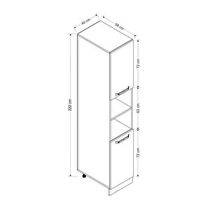 Minar 40 Cm Mutfak Boy Dolabı - Beyaz D40-b2
