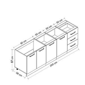 Minar 240 Cm Mutfak Dolabı Beyaz 240-b1