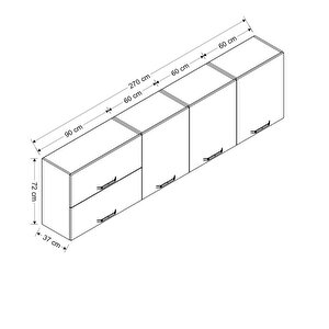 Minar 270 Cm Mutfak Dolabı Beyaz 270-b1-üst Modül