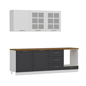 Mi̇nar 240 Cm Mebran C Mutfak Dolabi Beyaz Antrasi̇t 240-mcba3