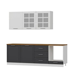 Mi̇nar 240 Cm Mebran C Mutfak Dolabi Beyaz Antrasi̇t 240-mcba3