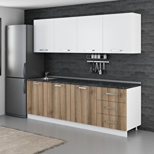 Minar 240 Cm Mutfak Dolabı Beyaz Dore 240-d3