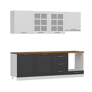 Mi̇nar 240 Cm Mebran C Mutfak Dolabi Beyaz Antrasi̇t 240-mcba1