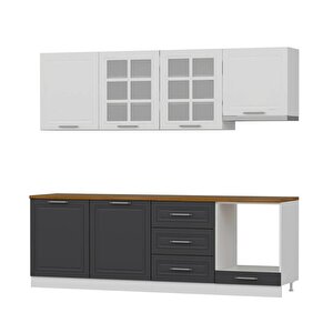 Mi̇nar 240 Cm Mebran C Mutfak Dolabi Beyaz Antrasi̇t 240-mcba1