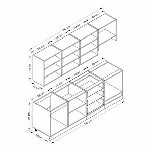 Mi̇nar 240 Cm Mebran C Mutfak Dolabi Beyaz Antrasi̇t 240-mcba1