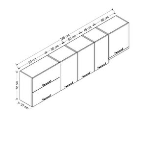 Minar 280 Cm Mutfak Dolabı Beyaz 280-b8-üst Modül