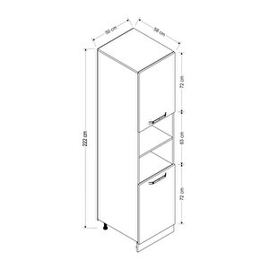 Minar 50 Cm Mutfak Boy Dolabı - Beyaz/dore D50-d2