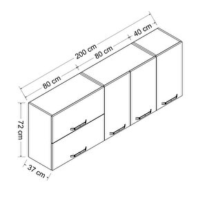 Minar 200 Cm Mutfak Dolabı Beyaz 200-b1-üst Modül