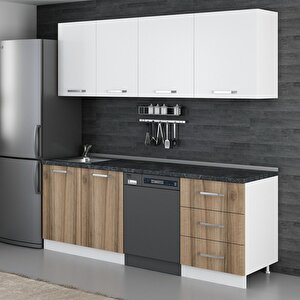 Minar 220 Cm Mutfak Dolabı Beyaz Dore 220-d12