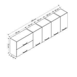 Minar 280 Cm Mutfak Dolabı Beyaz 280-b1-üst Modül