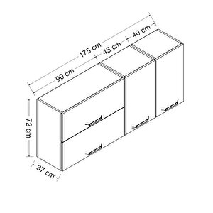 Minar 175 Cm Mutfak Dolabı Beyaz  175-b2-üst Modül